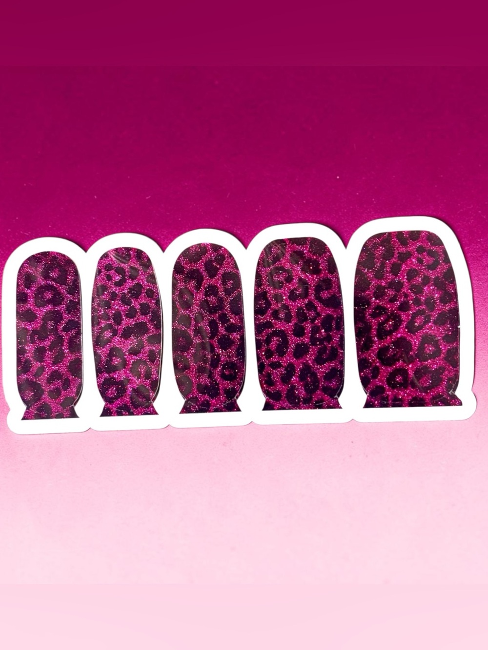 Color Street Fushia Pink Leopard Print Glitter Nail Wraps NWT